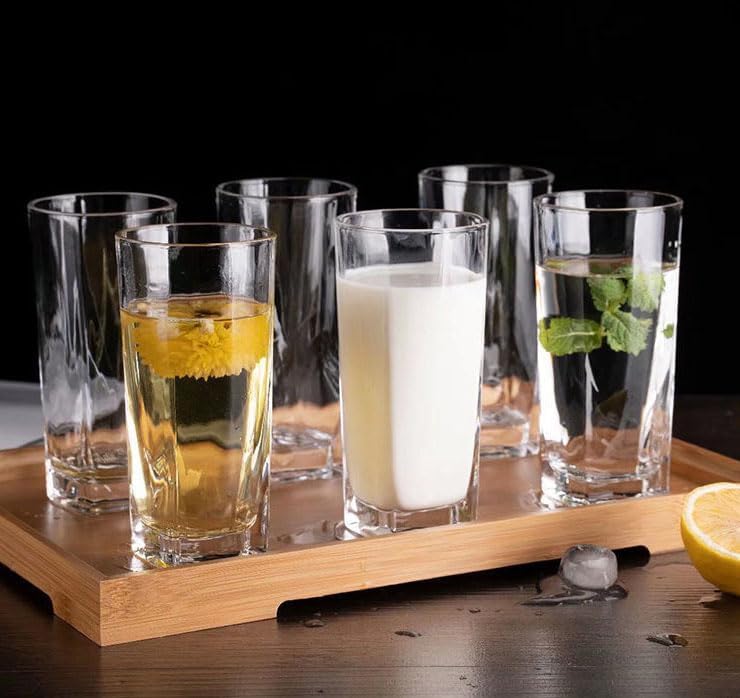 7-Pcs/Set Glass Pitcher with 6 Glasses Tumbler Cups Lid Water Carafe Jug with Spout Handle for Hot/Cold Water Tea Beverage