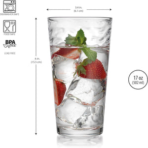 Glaver's Drinking Glasses Set of 10 Highball Glass Cups, 17 Oz Cooler Glassware. Home and Bar Everyday Basic Drinkware Elegant Kitchen Glasses for Water, Juice, Cocktails, Iced Tea.
