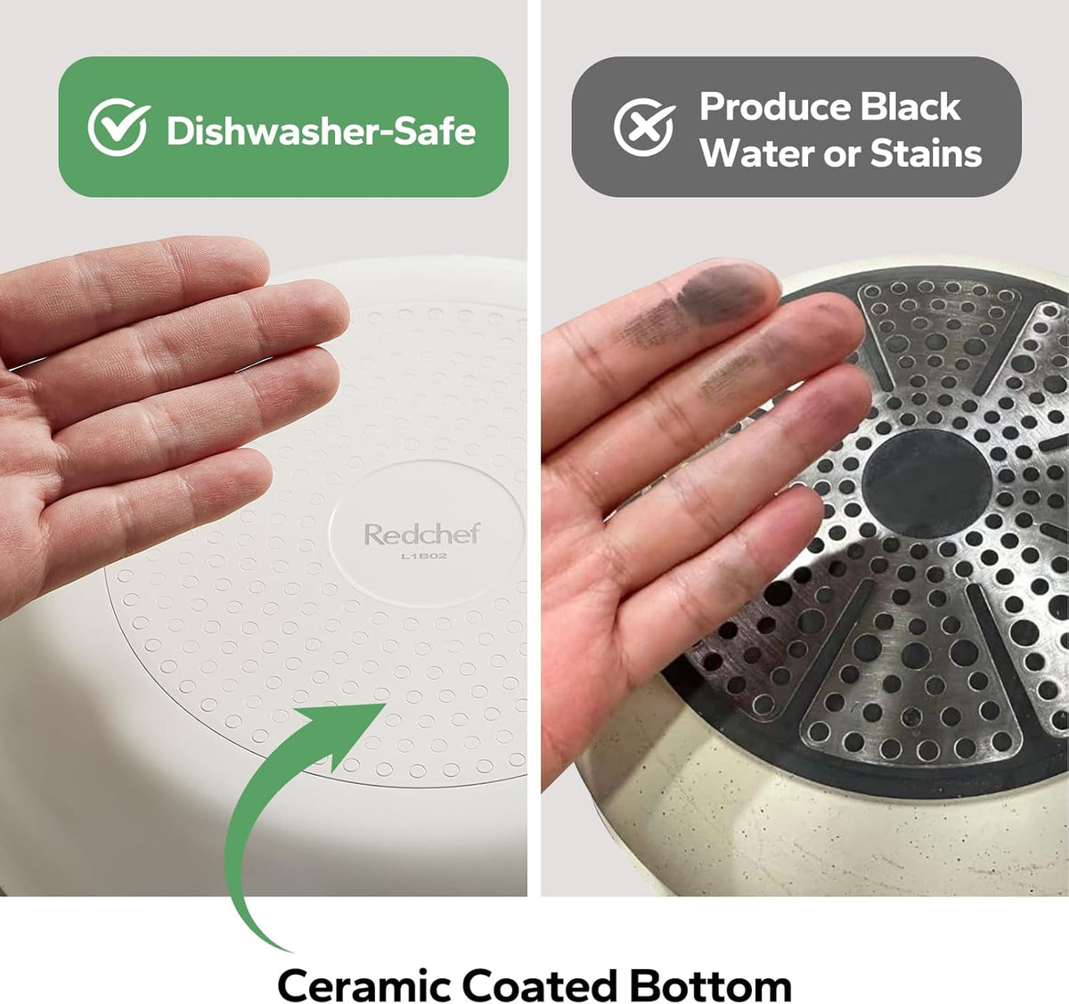 Redchef Ceramic Pots and Pans Set Non Stick, Nonstick Kitchen Cookware Sets, Non Toxic Pots and Pans Set Non Stick, PFAS PFOA &amp; PTFE Free, Detachable Handle Pots and Pans 5 Piece, RV Cookware