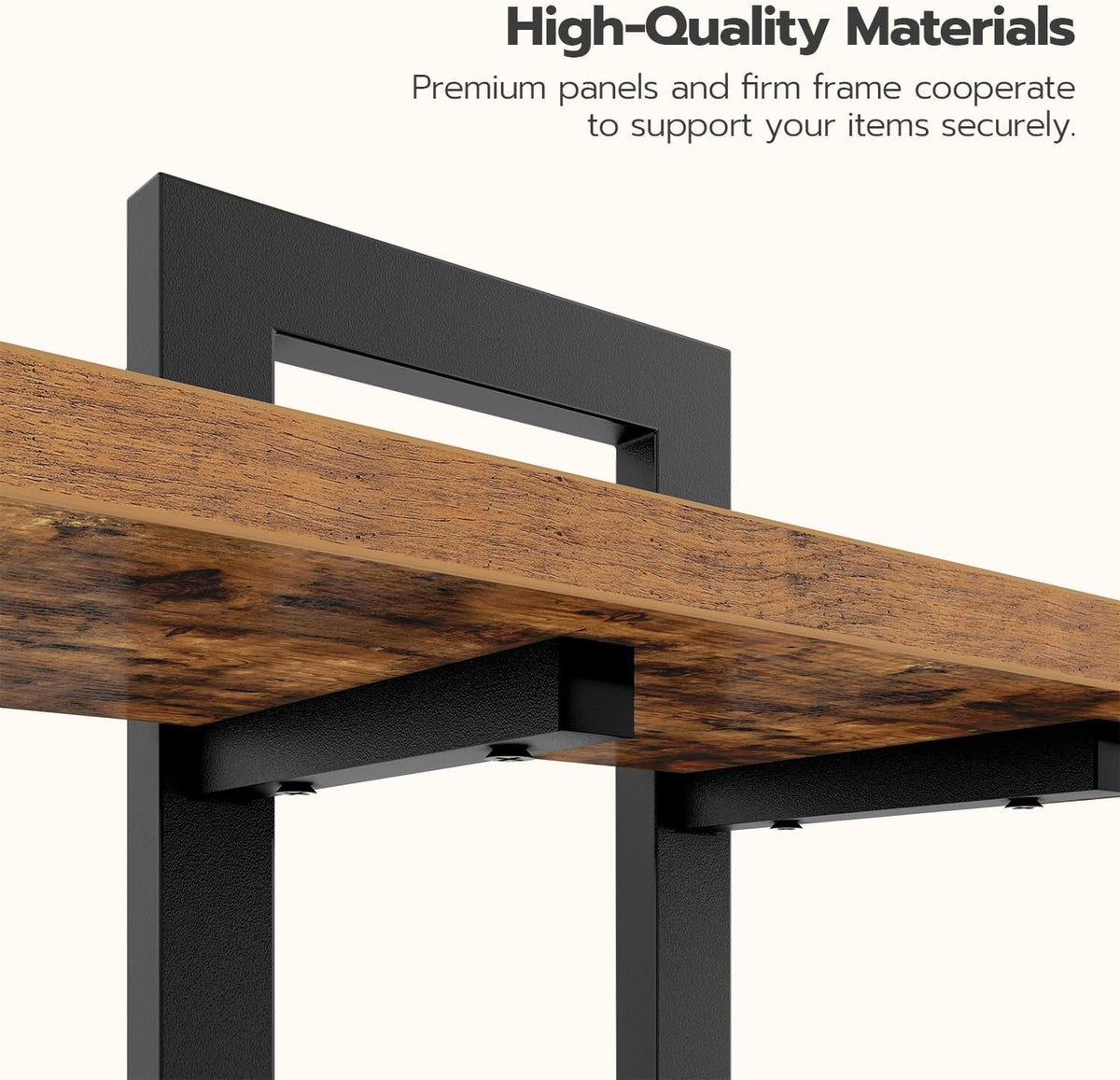 HOOBRO Floating Shelves, 15 Inch Wall Shelf Set of 2, Wall Mounted Storage Shelves 2-Tier, Hanging Bathroom Shelves, for Living Room, Bedroom, Bathroom, Kitchen, Rustic Brown and Black BF32BJ01