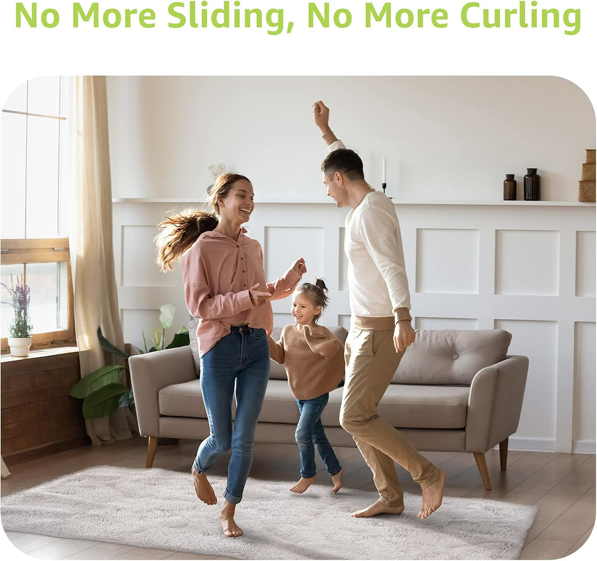 Rabenda 12 Pcs Rug Tape, Non Slip Rug Pads Grippers for Hardwood Floors and Tiles, Reusable Carpet Tape for Area Rugs, Double-Sided Adhesive Rug Stickers Keep Corners Flat (Black)