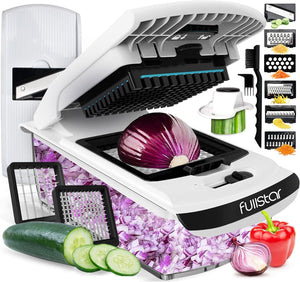 Fullstar The Original Pro Chopper - Vegetable Chopper and Spiralizer, Food Chopper with Container, Fruit Slicer, Kitchen Gadgets & Accessories, Home Essentials (4 in 1, White)
