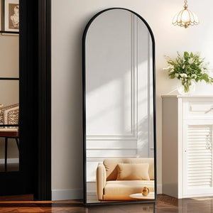 64"x21" Full Length Mirror with Stand, Shatterproof Arched Floor Mirror, Aluminum Alloy Thin Frame - Freestanding/Leaning/Wall Mount for Bedroom, Living Room & Entryway (Gold)