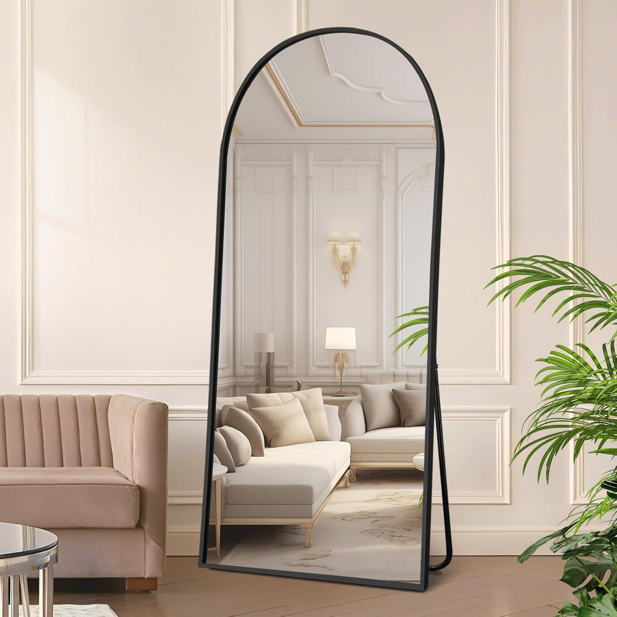 64&quot;x21&quot; Full Length Mirror with Stand, Shatterproof Arched Floor Mirror, Aluminum Alloy Thin Frame - Freestanding/Leaning/Wall Mount for Bedroom, Living Room &amp; Entryway (Gold)