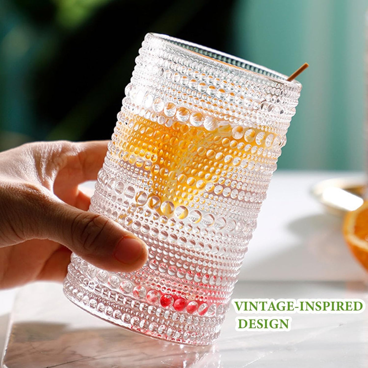 Vintage Hobnail Drinking Glasses Set of 8, 12 oz Highball Glasses &amp; 10 oz Cocktail Glasses Set, Kitchen Water Glasses Cup, Bar Tumbler Glassware Set for Beer, Juice, Cocktail, Whiskey, Milk