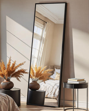 Full Length Mirror, Standing Large Floor Mirror with Aluminum Frame for Bedroom, Living Room, Bathroom(Black)