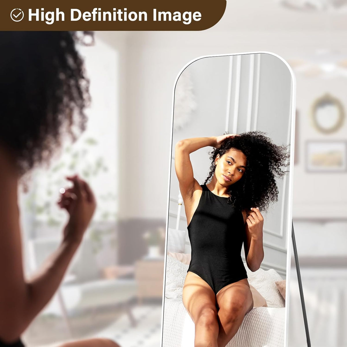 Full Length Mirror, 71&quot;x28&quot; Floor Mirror Freestanding, Arched Floor Standing Large Mirror Full Body Mirrors with Stand for Bedroom, Hanging Mounted Mirrors for Living Room, Silver