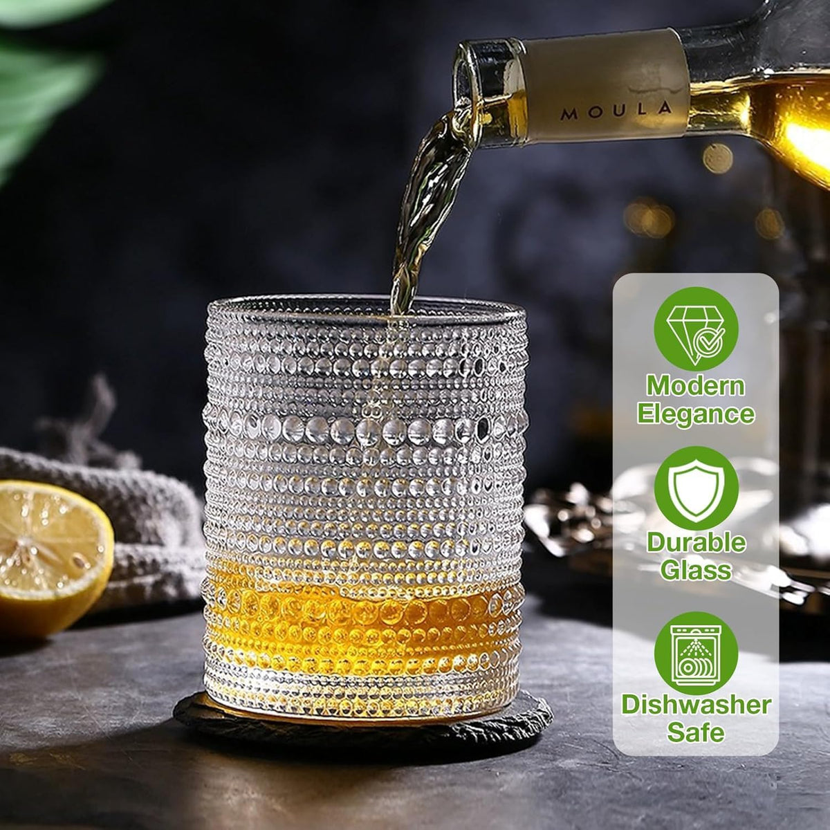 Vintage Hobnail Drinking Glasses Set of 8, 12 oz Highball Glasses &amp; 10 oz Cocktail Glasses Set, Kitchen Water Glasses Cup, Bar Tumbler Glassware Set for Beer, Juice, Cocktail, Whiskey, Milk