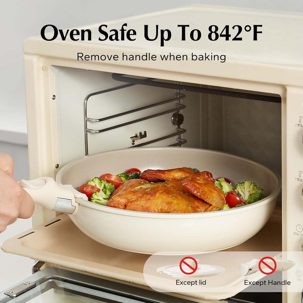 Redchef Ceramic Pots and Pans Set Non Stick, Nonstick Kitchen Cookware Sets, Non Toxic Pots and Pans Set Non Stick, PFAS PFOA &amp; PTFE Free, Detachable Handle Pots and Pans 5 Piece, RV Cookware