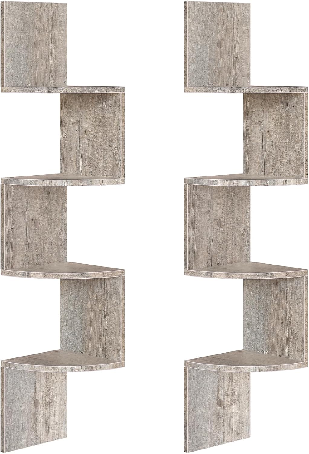 HOOBRO Corner Shelf Wall-Mounted, Set of 2 Floating Corner Shelves for Wall, 4-Tier Corner Bookshelves for Living Room, Bedroom, Bathroom, Home Office, Rustic Brown BF25BJP201