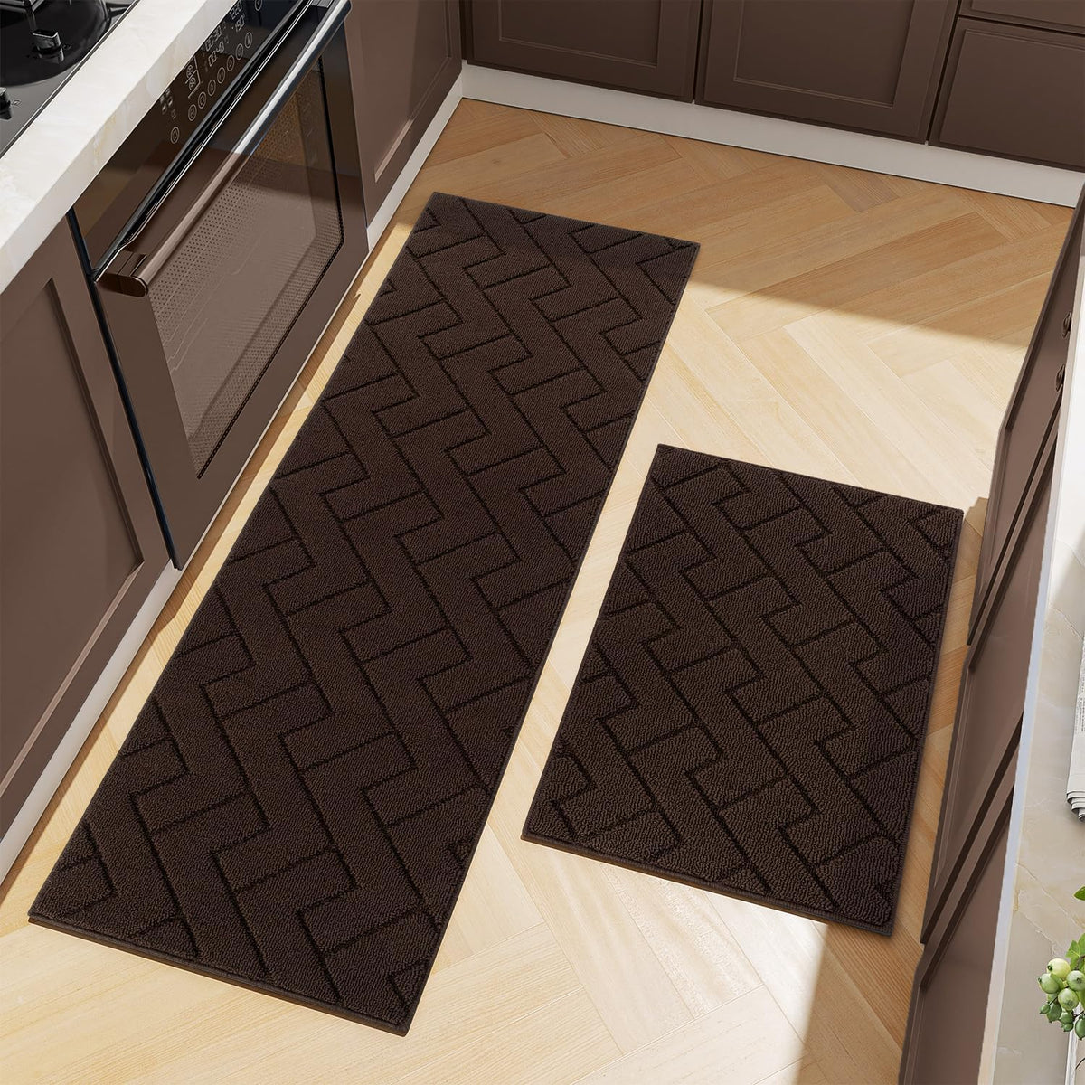 hicorfe Kitchen Rugs and Mats Sets,2 Pieces Super Absorbent Polypropylene Non-Slip Rug,Soft Comfort Floor Mat,Washable for Kitchen,Hallway,Office,Sink,Laundry(20&quot; x 31.5&quot;+20&quot; x 48&quot;,Navy Blue)
