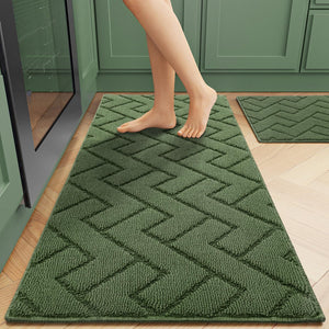 hicorfe Kitchen Rugs and Mats Sets,2 Pieces Super Absorbent Polypropylene Non-Slip Rug,Soft Comfort Floor Mat,Washable for Kitchen,Hallway,Office,Sink,Laundry(20" x 31.5"+20" x 48",Navy Blue)