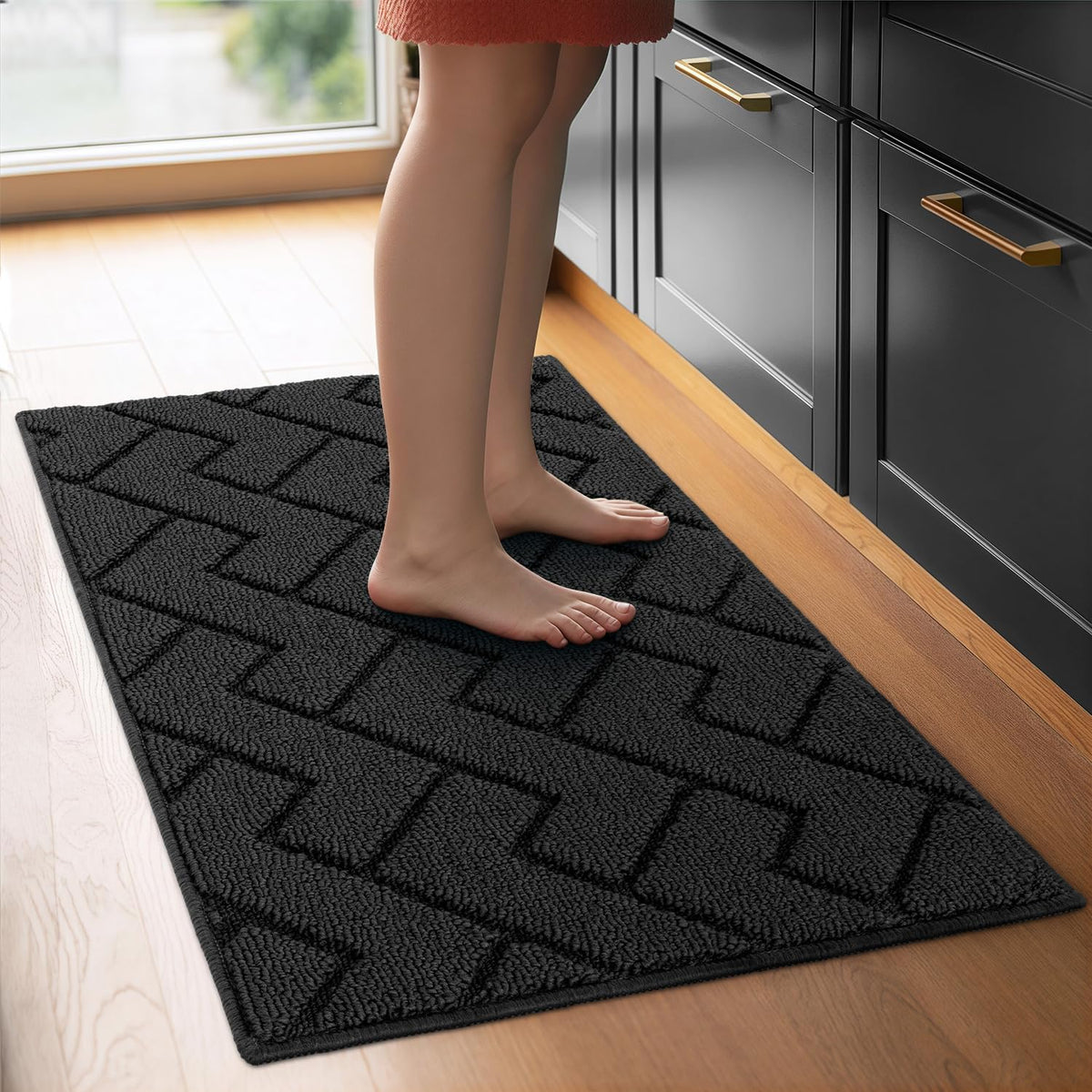 hicorfe Kitchen Rugs and Mats Sets,2 Pieces Super Absorbent Polypropylene Non-Slip Rug,Soft Comfort Floor Mat,Washable for Kitchen,Hallway,Office,Sink,Laundry(20&quot; x 31.5&quot;+20&quot; x 48&quot;,Navy Blue)