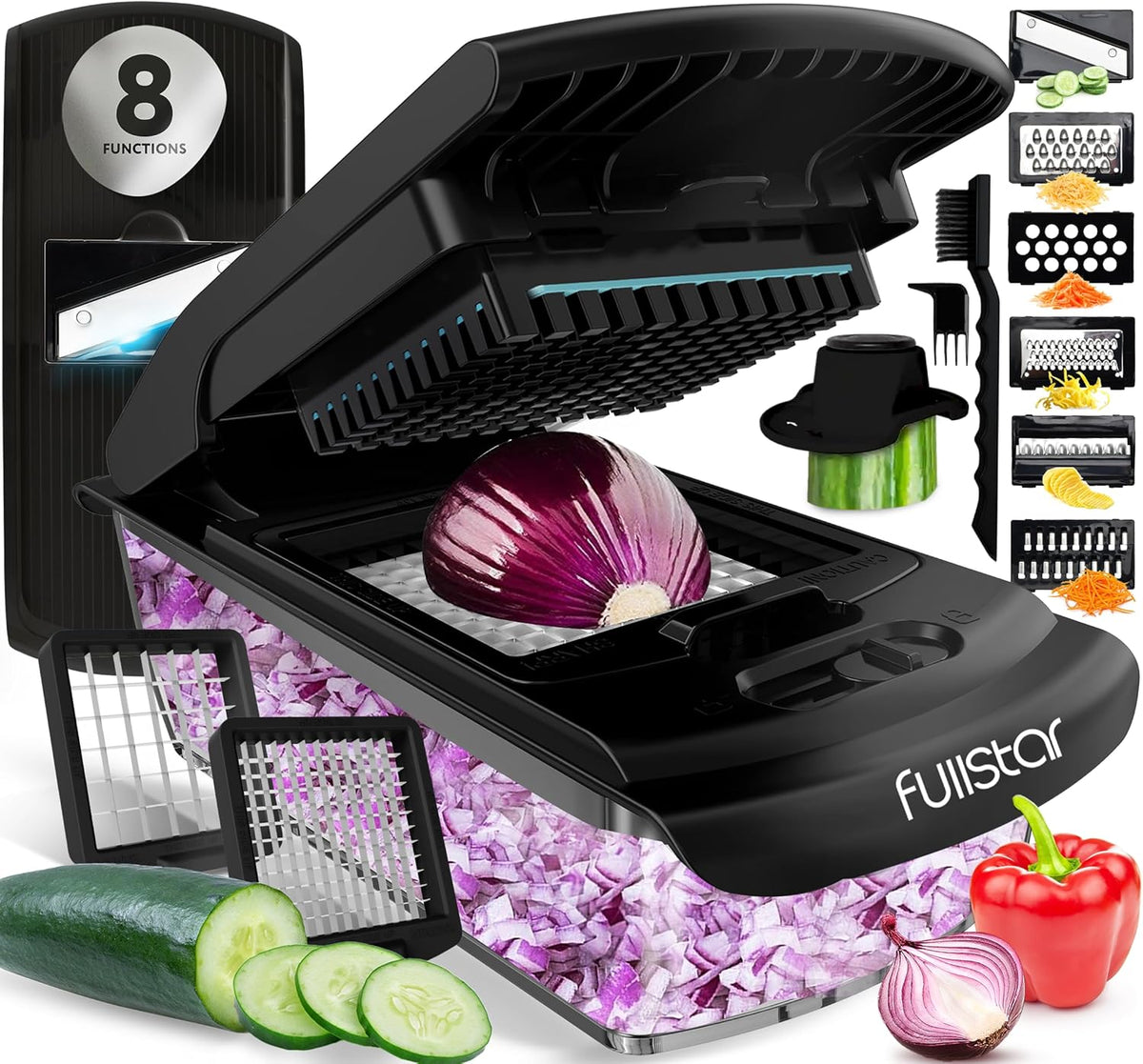 Fullstar The Original Pro Chopper - Vegetable Chopper and Spiralizer, Food Chopper with Container, Fruit Slicer, Kitchen Gadgets &amp; Accessories, Home Essentials (4 in 1, White)