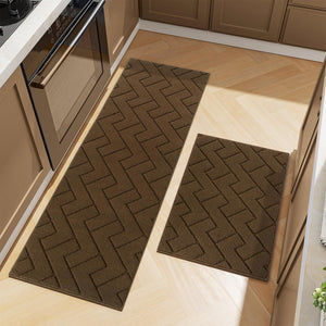 hicorfe Kitchen Rugs and Mats Sets,2 Pieces Super Absorbent Polypropylene Non-Slip Rug,Soft Comfort Floor Mat,Washable for Kitchen,Hallway,Office,Sink,Laundry(20" x 31.5"+20" x 48",Navy Blue)