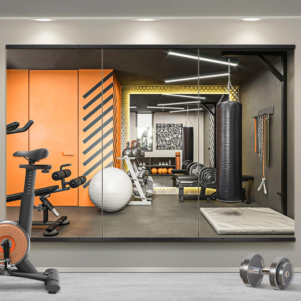 Full Length Mirror, Standing Large Floor Mirror with Aluminum Frame for Bedroom, Living Room, Bathroom(Black)