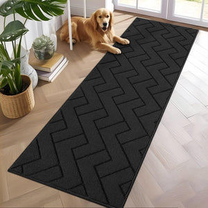 hicorfe Kitchen Rugs and Mats Sets,2 Pieces Super Absorbent Polypropylene Non-Slip Rug,Soft Comfort Floor Mat,Washable for Kitchen,Hallway,Office,Sink,Laundry(20" x 31.5"+20" x 48",Navy Blue)