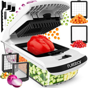 Fullstar The Original Pro Chopper - Vegetable Chopper and Spiralizer, Food Chopper with Container, Fruit Slicer, Kitchen Gadgets & Accessories, Home Essentials (4 in 1, White)