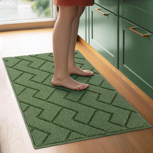 hicorfe Kitchen Rugs and Mats Sets,2 Pieces Super Absorbent Polypropylene Non-Slip Rug,Soft Comfort Floor Mat,Washable for Kitchen,Hallway,Office,Sink,Laundry(20" x 31.5"+20" x 48",Navy Blue)