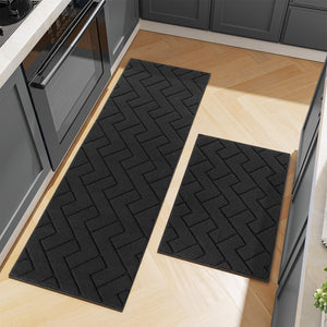 hicorfe Kitchen Rugs and Mats Sets,2 Pieces Super Absorbent Polypropylene Non-Slip Rug,Soft Comfort Floor Mat,Washable for Kitchen,Hallway,Office,Sink,Laundry(20" x 31.5"+20" x 48",Navy Blue)