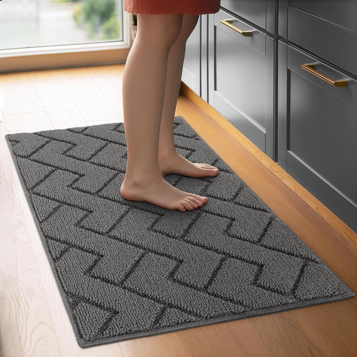 hicorfe Kitchen Rugs and Mats Sets,2 Pieces Super Absorbent Polypropylene Non-Slip Rug,Soft Comfort Floor Mat,Washable for Kitchen,Hallway,Office,Sink,Laundry(20&quot; x 31.5&quot;+20&quot; x 48&quot;,Navy Blue)