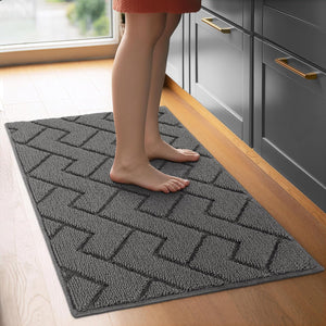 hicorfe Kitchen Rugs and Mats Sets,2 Pieces Super Absorbent Polypropylene Non-Slip Rug,Soft Comfort Floor Mat,Washable for Kitchen,Hallway,Office,Sink,Laundry(20" x 31.5"+20" x 48",Navy Blue)