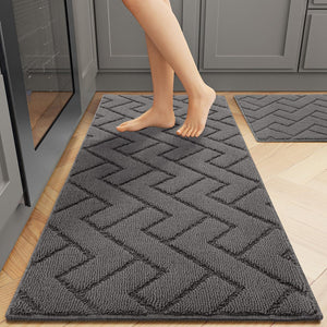 hicorfe Kitchen Rugs and Mats Sets,2 Pieces Super Absorbent Polypropylene Non-Slip Rug,Soft Comfort Floor Mat,Washable for Kitchen,Hallway,Office,Sink,Laundry(20" x 31.5"+20" x 48",Navy Blue)