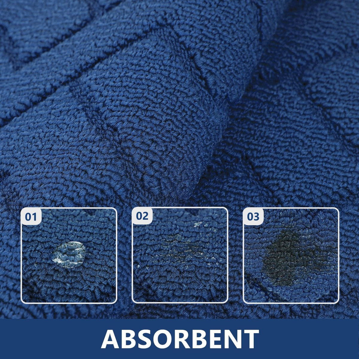 hicorfe Kitchen Rugs and Mats Sets,2 Pieces Super Absorbent Polypropylene Non-Slip Rug,Soft Comfort Floor Mat,Washable for Kitchen,Hallway,Office,Sink,Laundry(20&quot; x 31.5&quot;+20&quot; x 48&quot;,Navy Blue)