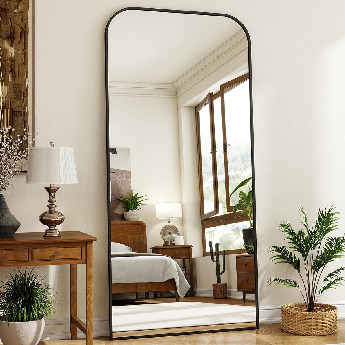 Full Length Mirror, 71&quot;x28&quot; Floor Mirror Freestanding, Arched Floor Standing Large Mirror Full Body Mirrors with Stand for Bedroom, Hanging Mounted Mirrors for Living Room, Silver
