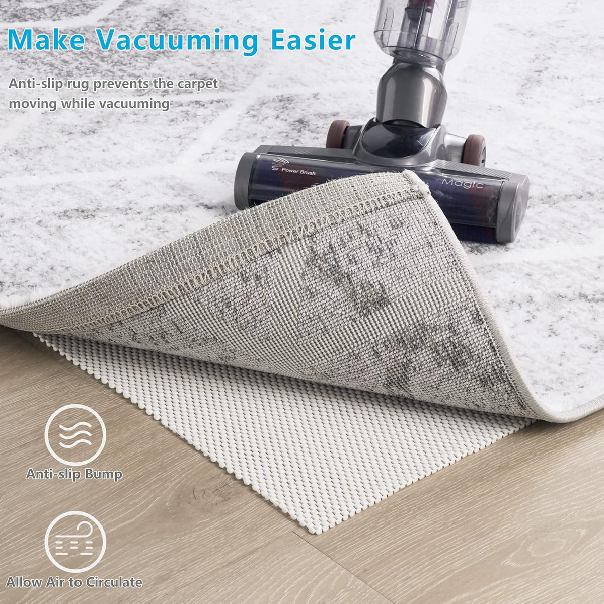 Non Slip Area Rug Pads Non Skid Rug Gripper 2x3 Feet Extra Thick Pad Anti-Slip Carpet Rug Mats for Hardwood Surface Floors, Keep Rugs Safe and in Place (2 x 3 Ft)