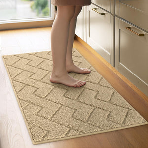 hicorfe Kitchen Rugs and Mats Sets,2 Pieces Super Absorbent Polypropylene Non-Slip Rug,Soft Comfort Floor Mat,Washable for Kitchen,Hallway,Office,Sink,Laundry(20" x 31.5"+20" x 48",Navy Blue)