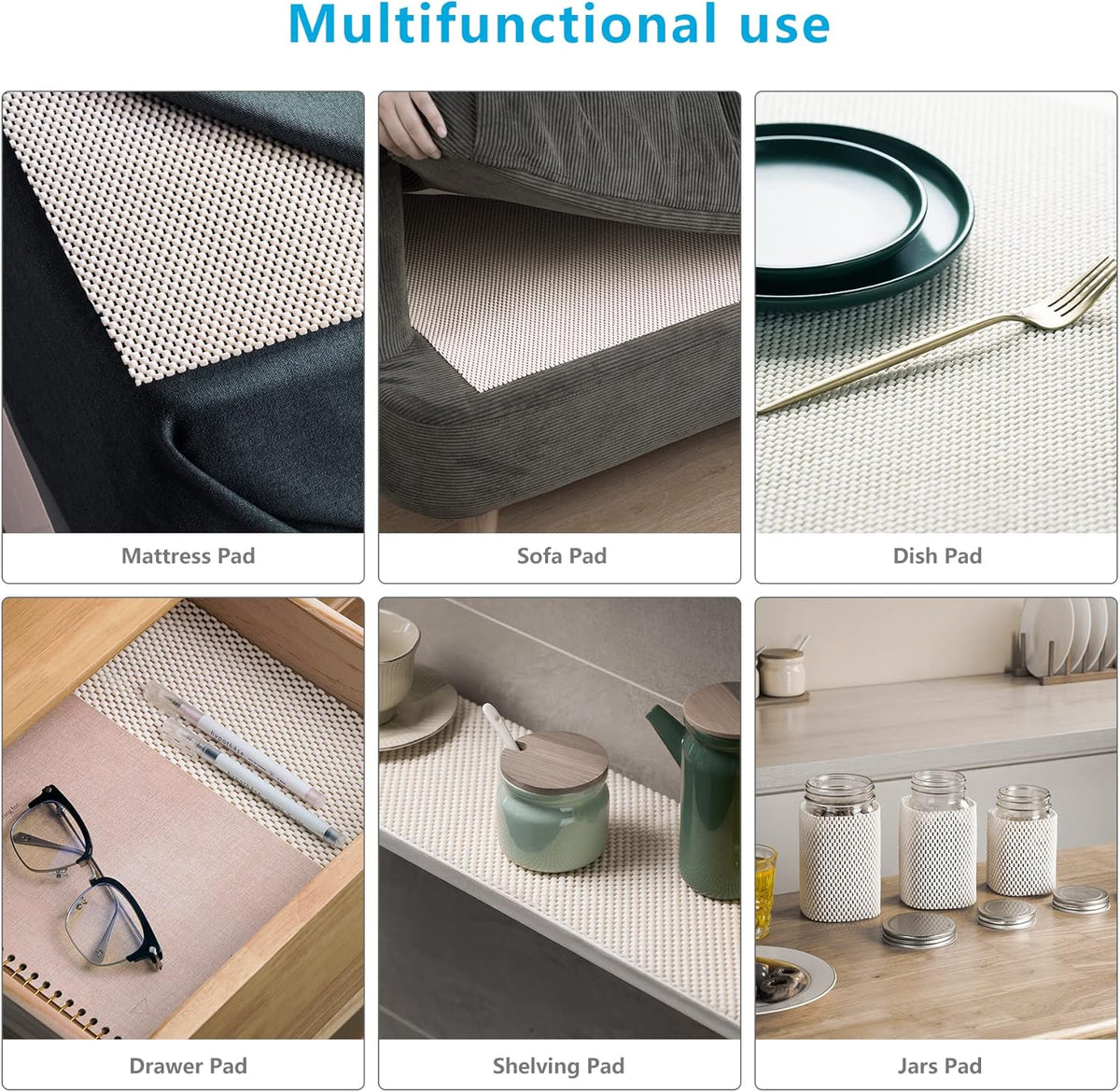 Non Slip Area Rug Pads Non Skid Rug Gripper 2x3 Feet Extra Thick Pad Anti-Slip Carpet Rug Mats for Hardwood Surface Floors, Keep Rugs Safe and in Place (2 x 3 Ft)