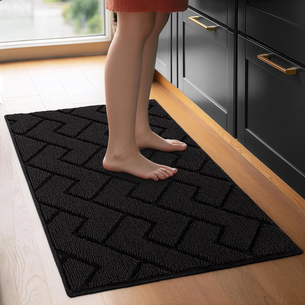 hicorfe Kitchen Rugs and Mats Sets,2 Pieces Super Absorbent Polypropylene Non-Slip Rug,Soft Comfort Floor Mat,Washable for Kitchen,Hallway,Office,Sink,Laundry(20&quot; x 31.5&quot;+20&quot; x 48&quot;,Navy Blue)