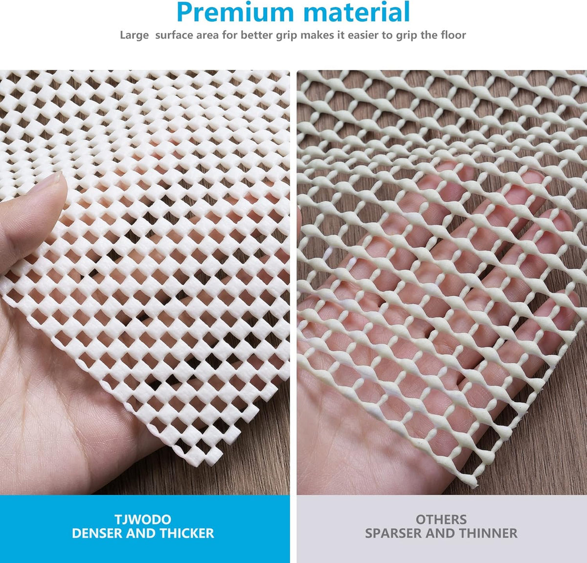 Non Slip Area Rug Pads Non Skid Rug Gripper 2x3 Feet Extra Thick Pad Anti-Slip Carpet Rug Mats for Hardwood Surface Floors, Keep Rugs Safe and in Place (2 x 3 Ft)