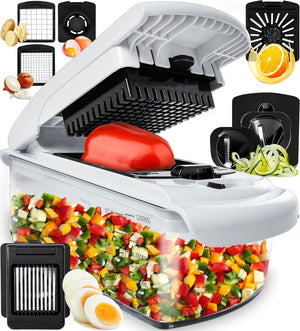 Fullstar The Original Pro Chopper - Vegetable Chopper and Spiralizer, Food Chopper with Container, Fruit Slicer, Kitchen Gadgets & Accessories, Home Essentials (4 in 1, White)