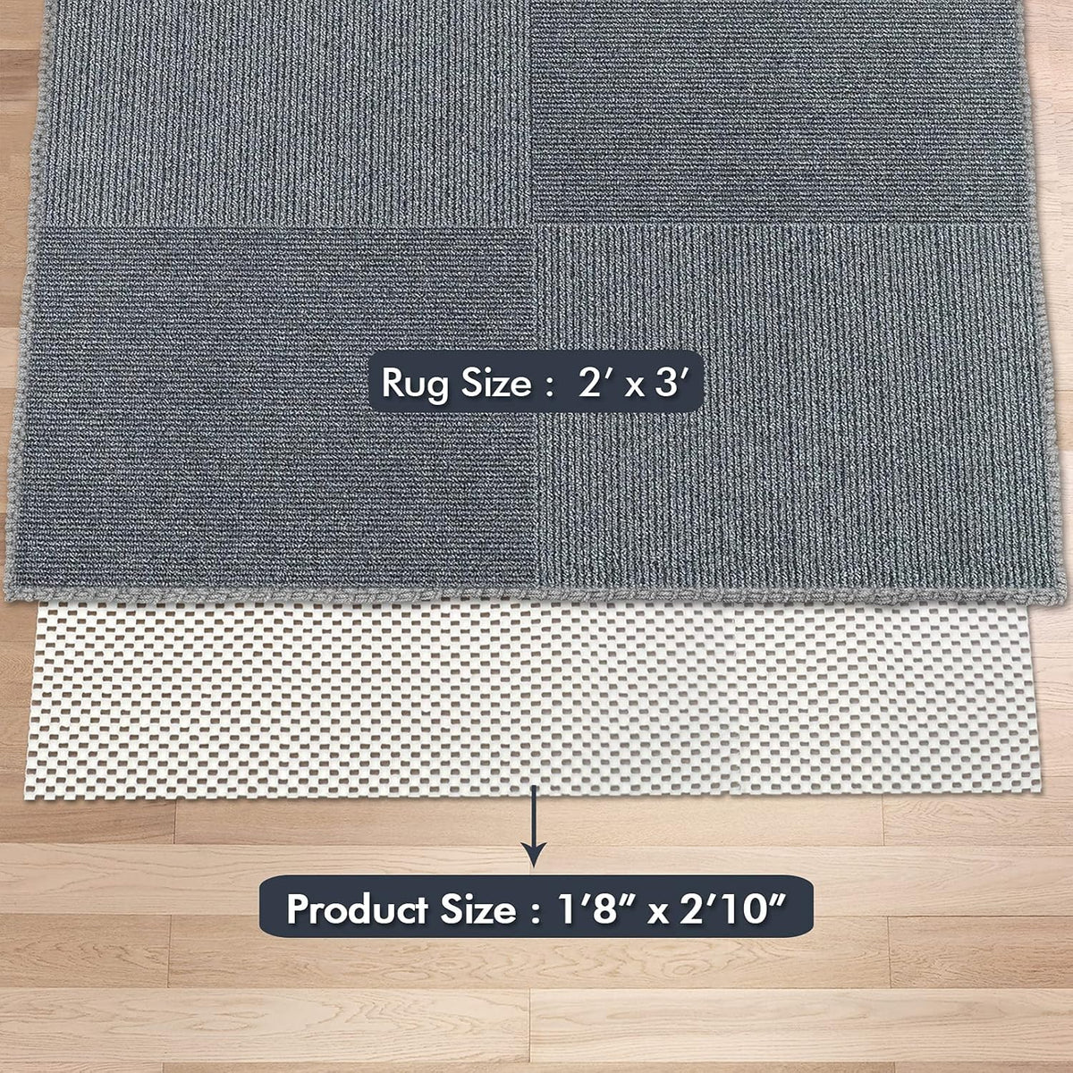 Non Slip Area Rug Pads Non Skid Rug Gripper 2x3 Feet Extra Thick Pad Anti-Slip Carpet Rug Mats for Hardwood Surface Floors, Keep Rugs Safe and in Place (2 x 3 Ft)